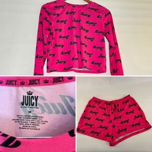Cotton Shorts ~ JUICY by Juicy Coture ~ Pink W Black Writing ~ EUC